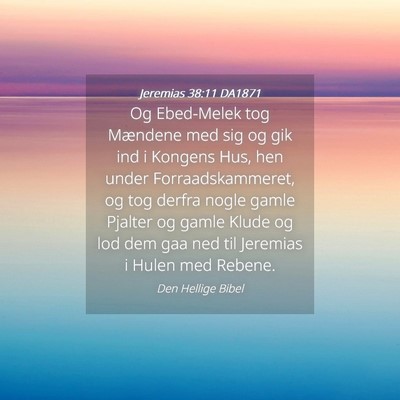 Picture 04 - Jeremias 38:11 DA1871 - Og Ebed-Melek tog Mændene med sig og gik ind i - Bible Verse Picture