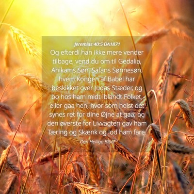 Picture 04 - Jeremias 40:5 DA1871 - Og efterdi han ikke mere vender tilbage, vend du - Bible Verse Picture
