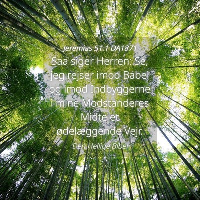 Picture 04 - Jeremias 51:1 DA1871 - Saa siger Herren: Se, jeg rejser imod Babel og - Bible Verse Picture