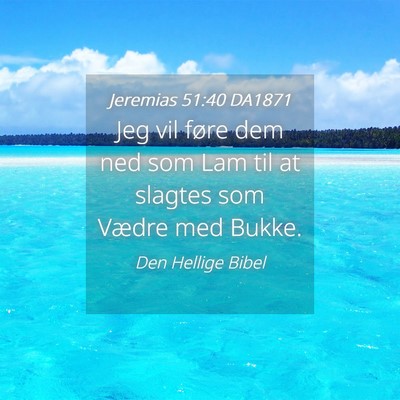 Picture 04 - Jeremias 51:40 DA1871 - Jeg vil føre dem ned som Lam til at slagtes som - Bible Verse Picture