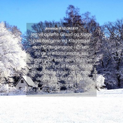 Picture 04 - Jeremias 9:10 DA1871 - Jeg vil opløfte Graad og Klage paa Bjergene og - Bible Verse Picture