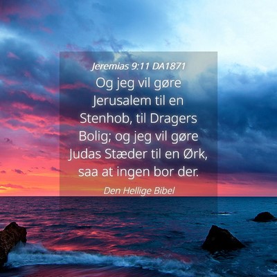 Picture 04 - Jeremias 9:11 DA1871 - Og jeg vil gøre Jerusalem til en Stenhob, til - Bible Verse Picture