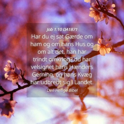 Picture 04 - Job 1:10 DA1871 - Har du ej sat Gærde om ham og om hans Hus og om - Bible Verse Picture