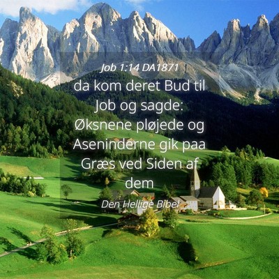 Picture 04 - Job 1:14 DA1871 - da kom deret Bud til Job og sagde: Øksnene - Bible Verse Picture