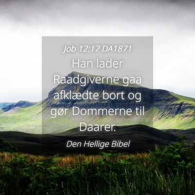 Picture 04 - Job 12:17 DA1871 - Han lader Raadgiverne gaa afklædte bort og gør - Bible Verse Picture