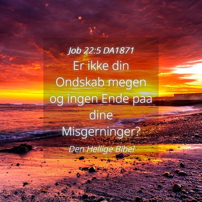 Picture 04 - Job 22:5 DA1871 - Er ikke din Ondskab megen og ingen Ende paa dine - Bible Verse Picture