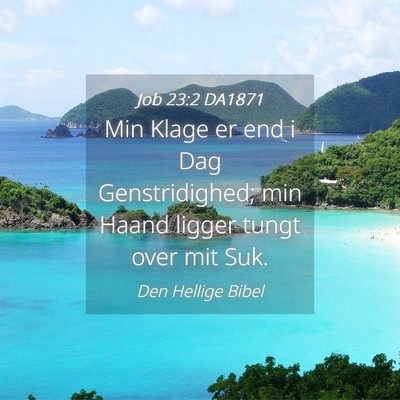 Picture 04 - Job 23:2 DA1871 - Min Klage er end i Dag Genstridighed; min Haand - Bible Verse Picture