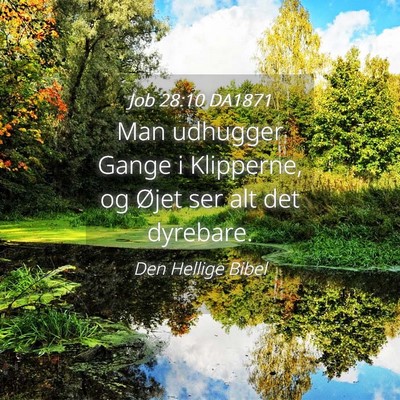 Picture 04 - Job 28:10 DA1871 - Man udhugger Gange i Klipperne, og Øjet ser alt - Bible Verse Picture