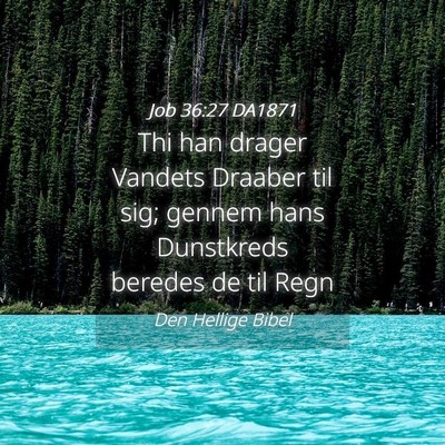Picture 04 - Job 36:27 DA1871 - Thi han drager Vandets Draaber til sig; gennem - Bible Verse Picture