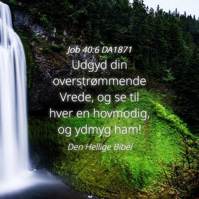 Picture 04 - Job 40:6 DA1871 - Udgyd din overstrømmende Vrede, og se til hver - Bible Verse Picture