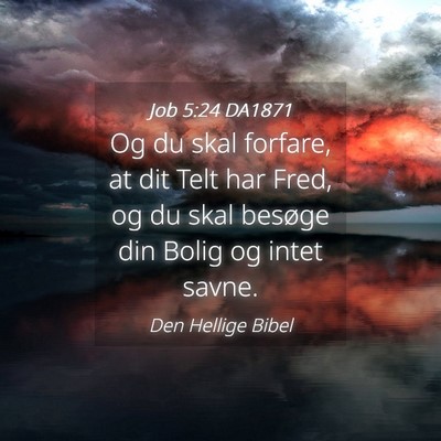 Picture 04 - Job 5:24 DA1871 - Og du skal forfare, at dit Telt har Fred, og du - Bible Verse Picture