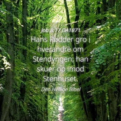 Picture 04 - Job 8:17 DA1871 - Hans Rødder gro i hverandre om Stendyngen; han - Bible Verse Picture