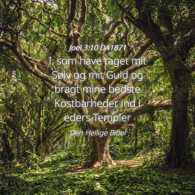 Picture 04 - Joel 3:10 DA1871 - I, som have taget mit Sølv og mit Guld og bragt - Bible Verse Picture