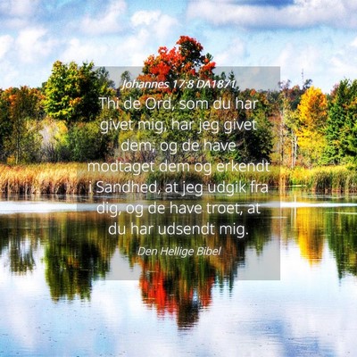 Picture 04 - Johannes 17:8 DA1871 - Thi de Ord, som du har givet mig, har jeg givet - Bible Verse Picture