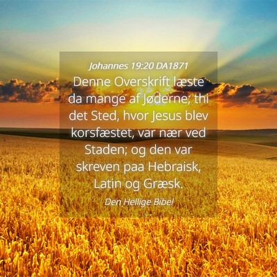 Picture 04 - Johannes 19:20 DA1871 - Denne Overskrift læste da mange af Jøderne; thi - Bible Verse Picture