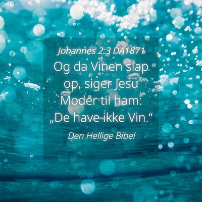 Picture 04 - Johannes 2:3 DA1871 - Og da Vinen slap op, siger Jesu Moder til ham: - Bible Verse Picture