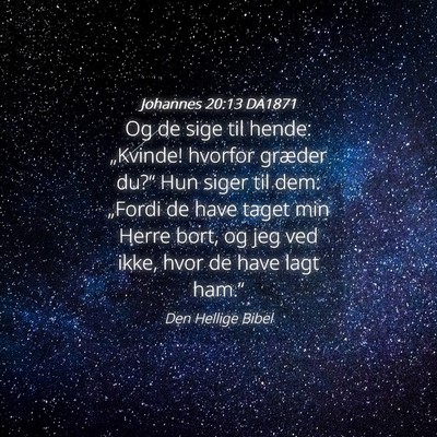 Picture 04 - Johannes 20:13 DA1871 - Og de sige til hende: „Kvinde! hvorfor græder - Bible Verse Picture