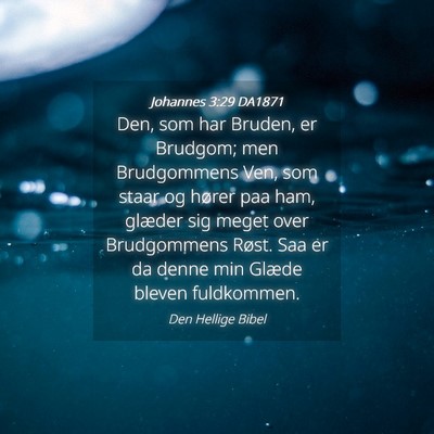 Picture 04 - Johannes 3:29 DA1871 - Den, som har Bruden, er Brudgom; men Brudgommens - Bible Verse Picture
