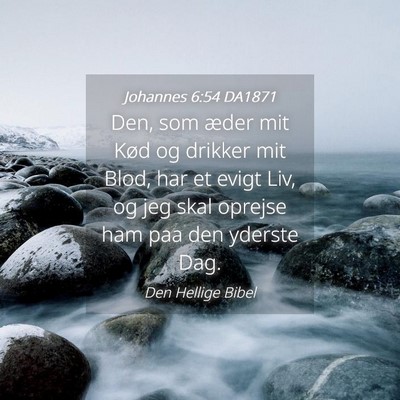 Picture 04 - Johannes 6:54 DA1871 - Den, som æder mit Kød og drikker mit Blod, har - Bible Verse Picture