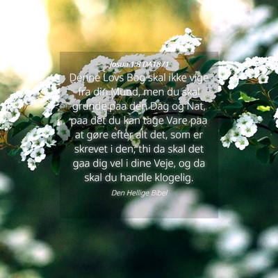 Picture 04 - Josua 1:8 DA1871 - Denne Lovs Bog skal ikke vige fra din Mund, men - Bible Verse Picture