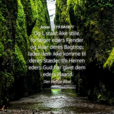 Picture 04 - Josua 10:19 DA1871 - Og I, staar ikke stille, forfølger eders Fjender - Bible Verse Picture
