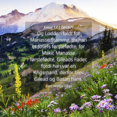 Picture 04 - Josua 17:1 DA1871 - Og Lodden faldt for Manasse Stamme, thi han er - Bible Verse Picture
