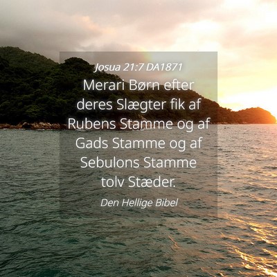 Picture 04 - Josua 21:7 DA1871 - Merari Børn efter deres Slægter fik af Rubens - Bible Verse Picture