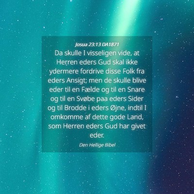 Picture 04 - Josua 23:13 DA1871 - Da skulle I visseligen vide, at Herren eders Gud - Bible Verse Picture