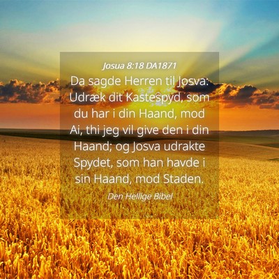 Picture 04 - Josua 8:18 DA1871 - Da sagde Herren til Josva: Udræk dit Kastespyd, - Bible Verse Picture