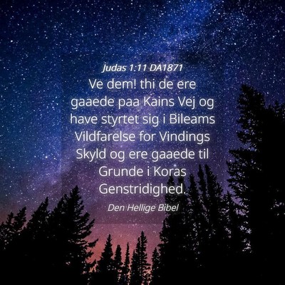 Picture 04 - Judas 1:11 DA1871 - Ve dem! thi de ere gaaede paa Kains Vej og have - Bible Verse Picture