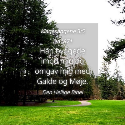 Picture 04 - Klagesangene 3:5 DA1871 - Han byggede imod mig og omgav mig med Galde og - Bible Verse Picture