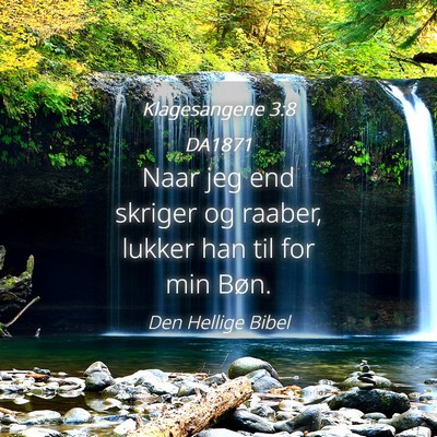 Picture 04 - Klagesangene 3:8 DA1871 - Naar jeg end skriger og raaber, lukker han til - Bible Verse Picture