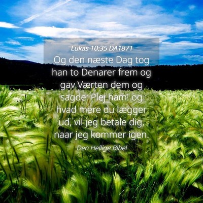 Picture 04 - Lukas 10:35 DA1871 - Og den næste Dag tog han to Denarer frem og gav - Bible Verse Picture