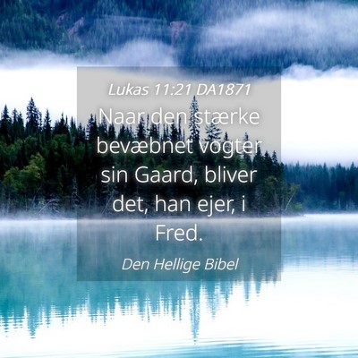 Picture 04 - Lukas 11:21 DA1871 - Naar den stærke bevæbnet vogter sin Gaard, - Bible Verse Picture