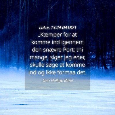 Picture 04 - Lukas 13:24 DA1871 - „Kæmper for at komme ind igennem den snævre - Bible Verse Picture