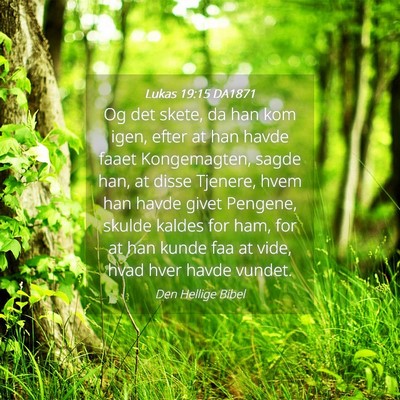 Picture 04 - Lukas 19:15 DA1871 - Og det skete, da han kom igen, efter at han havde - Bible Verse Picture