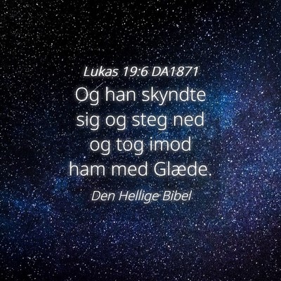 Picture 04 - Lukas 19:6 DA1871 - Og han skyndte sig og steg ned og tog imod ham - Bible Verse Picture