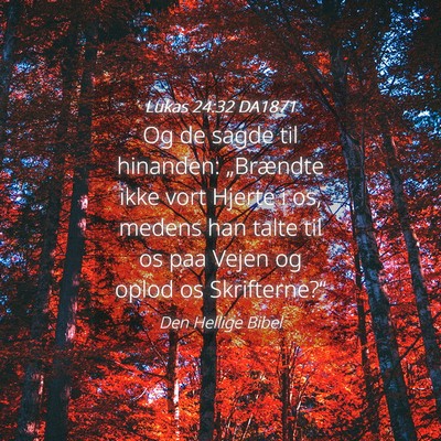 Picture 04 - Lukas 24:32 DA1871 - Og de sagde til hinanden: „Brændte ikke vort - Bible Verse Picture