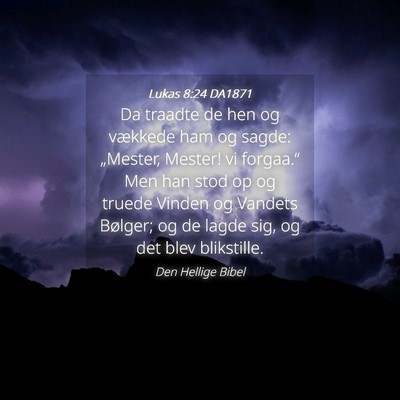 Picture 04 - Lukas 8:24 DA1871 - Da traadte de hen og vækkede ham og sagde: - Bible Verse Picture