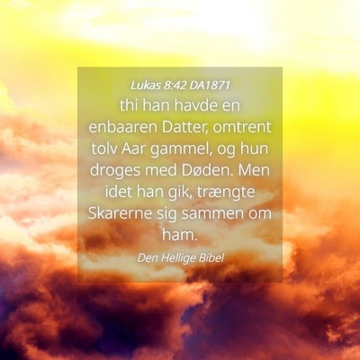 Picture 04 - Lukas 8:42 DA1871 - thi han havde en enbaaren Datter, omtrent tolv - Bible Verse Picture