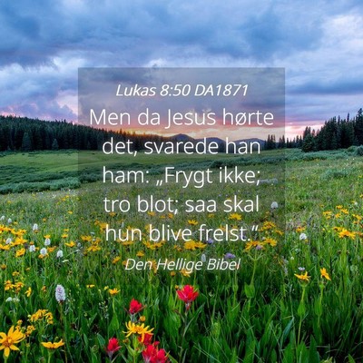 Picture 04 - Lukas 8:50 DA1871 - Men da Jesus hørte det, svarede han ham: - Bible Verse Picture