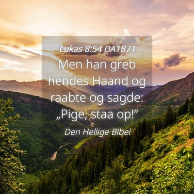 Picture 04 - Lukas 8:54 DA1871 - Men han greb hendes Haand og raabte og sagde: - Bible Verse Picture