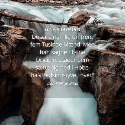 Picture 04 - Lukas 9:14 DA1871 - De vare nemlig omtrent fem Tusinde Mænd. Men han - Bible Verse Picture