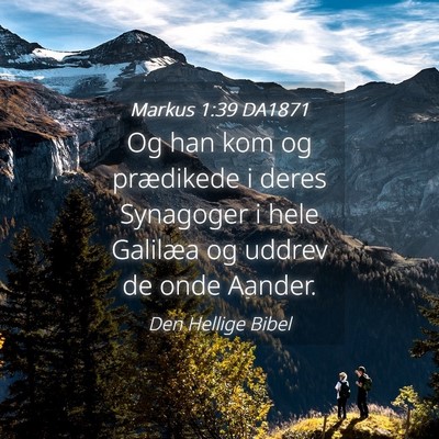 Picture 04 - Markus 1:39 DA1871 - Og han kom og prædikede i deres Synagoger i hele - Bible Verse Picture