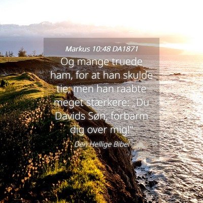 Picture 04 - Markus 10:48 DA1871 - Og mange truede ham, for at han skulde tie; men - Bible Verse Picture