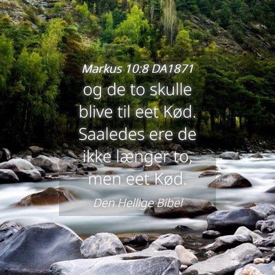 Picture 04 - Markus 10:8 DA1871 - og de to skulle blive til eet Kød. Saaledes ere - Bible Verse Picture