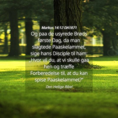 Picture 04 - Markus 14:12 DA1871 - Og paa de usyrede Brøds første Dag, da man - Bible Verse Picture