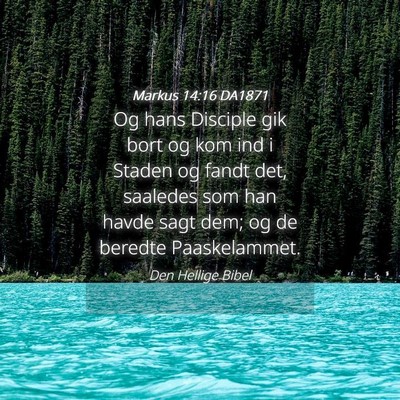 Picture 04 - Markus 14:16 DA1871 - Og hans Disciple gik bort og kom ind i Staden og - Bible Verse Picture