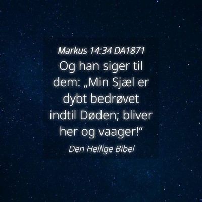 Picture 04 - Markus 14:34 DA1871 - Og han siger til dem: „Min Sjæl er dybt - Bible Verse Picture