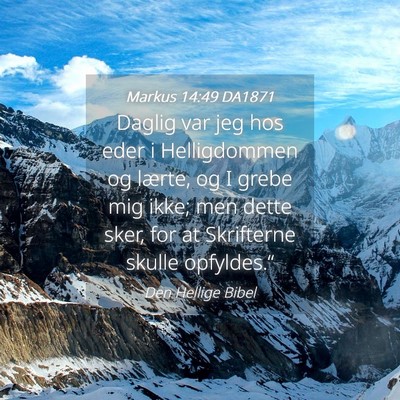 Picture 04 - Markus 14:49 DA1871 - Daglig var jeg hos eder i Helligdommen og lærte, - Bible Verse Picture